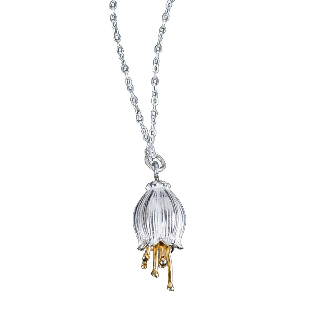 

S925 Silver Personality Frog Lotus Necklace Female Natural Flower Natural Pearl Material Design Silver Jewelry
