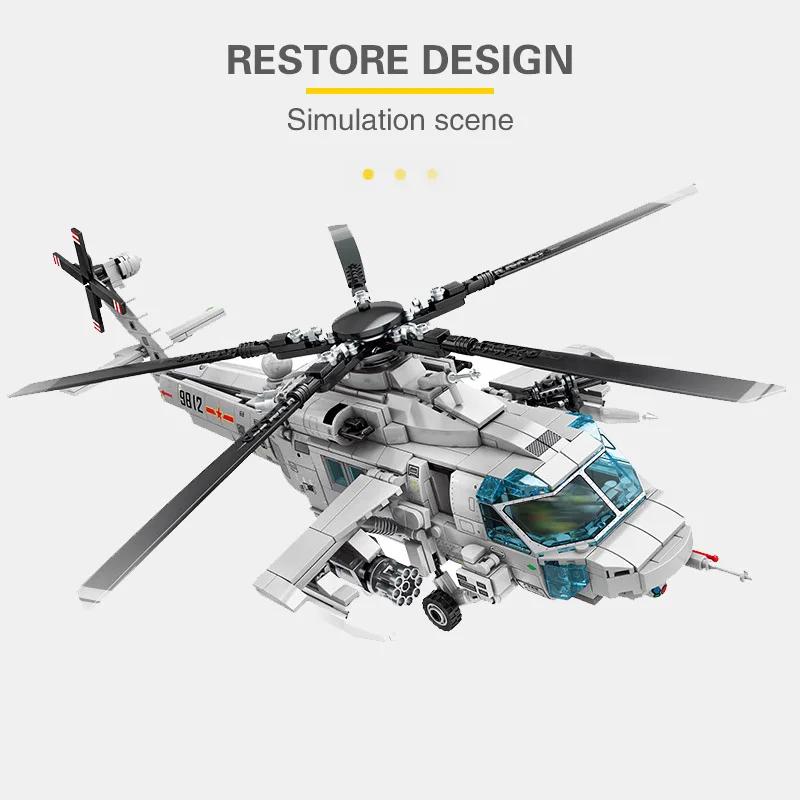SEMBO Building Blocks Bricks Military Army Helicopter Z-9 Copter Toy 3 Figures