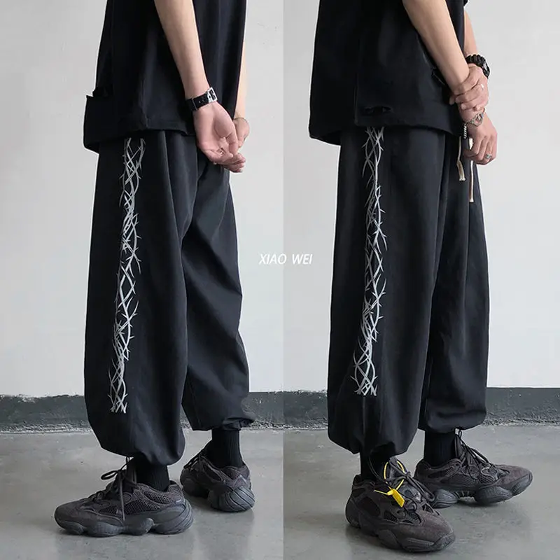 

Sweatpants Men's Fashion Printed Casual Pants Men Streetwear Hip-hop Loose Straight Trousers Mens Drawstring Track Pants M-2XL