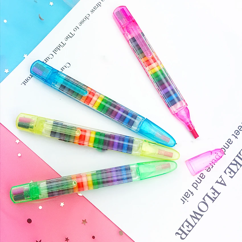 1Pc DIY 20-Color Replaceable Pastel Pencil, Creative Colored Painting Crayons Graffiti Pencil, Cute Kids Drawing Stationery Pen