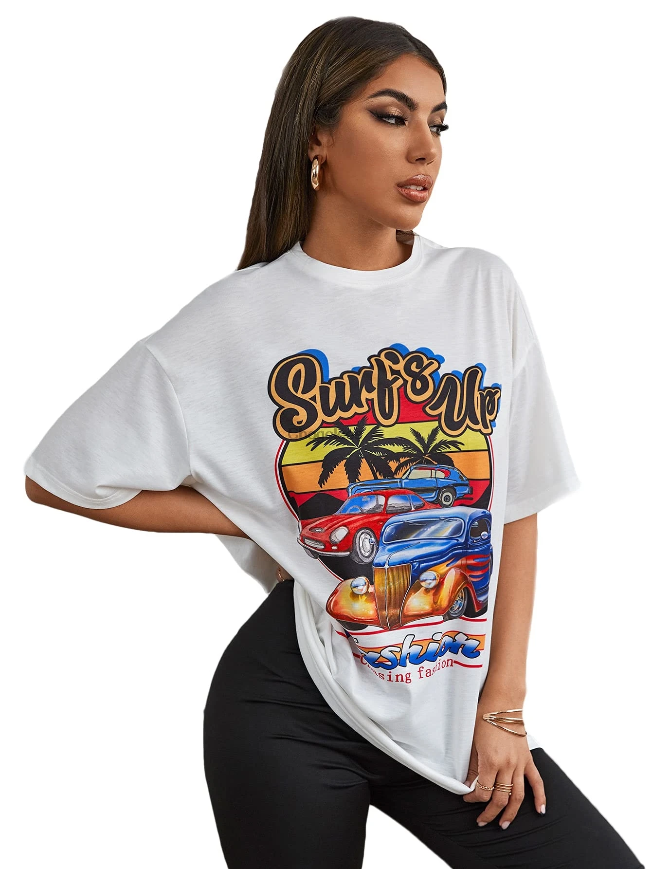 Short Sleeve Loose Tee Tops 