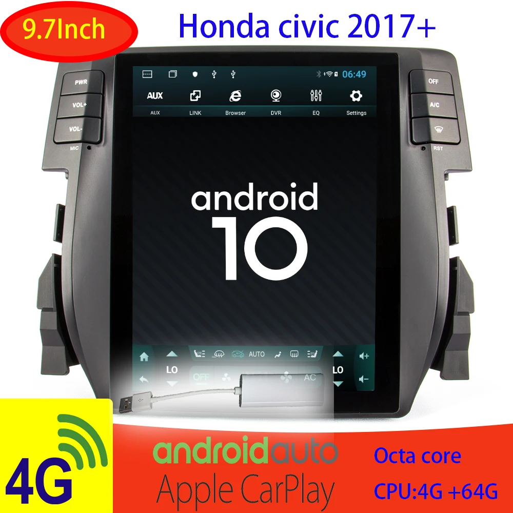 Tesla Autora For Honda Civic G10 Fe FK 2015 - 2019 Car Radio Multimedia Video Player Navigation GPS Android 10 No 2din 2 din | Автомобили