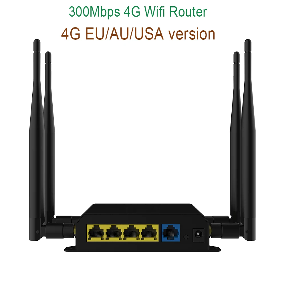 

300Mbps 4G LTE Router With EU/AU/USA Version 4 LAN Port Wifi Router Support SIM Card Wireless Router With 4 External Antennas
