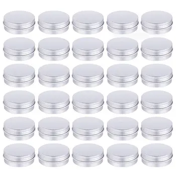 

30 Pack Screw Top Round Metal Lip Balm Tins Containers Lids (1oz)