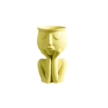 

Lifting Cheek Doll Figurines Flower Pots Succulent Planter Holder Home Decoration Desktop Decor Nordic Style J2Y