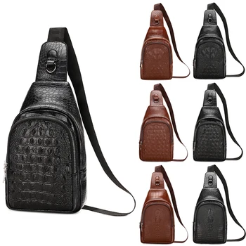 

Fashion Cool Men's Leather Chest Sling Pack Shoulder Bag Sport Travel Crossbody Handbags Satchel Daypack