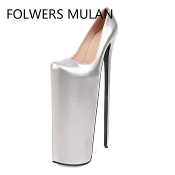 

Plus Size Shoes Women High Heels Pointed Toe Platform Ladies Pumps Gold Silver Leather Zapatos De Mujer Sexy Nightclub Footwear
