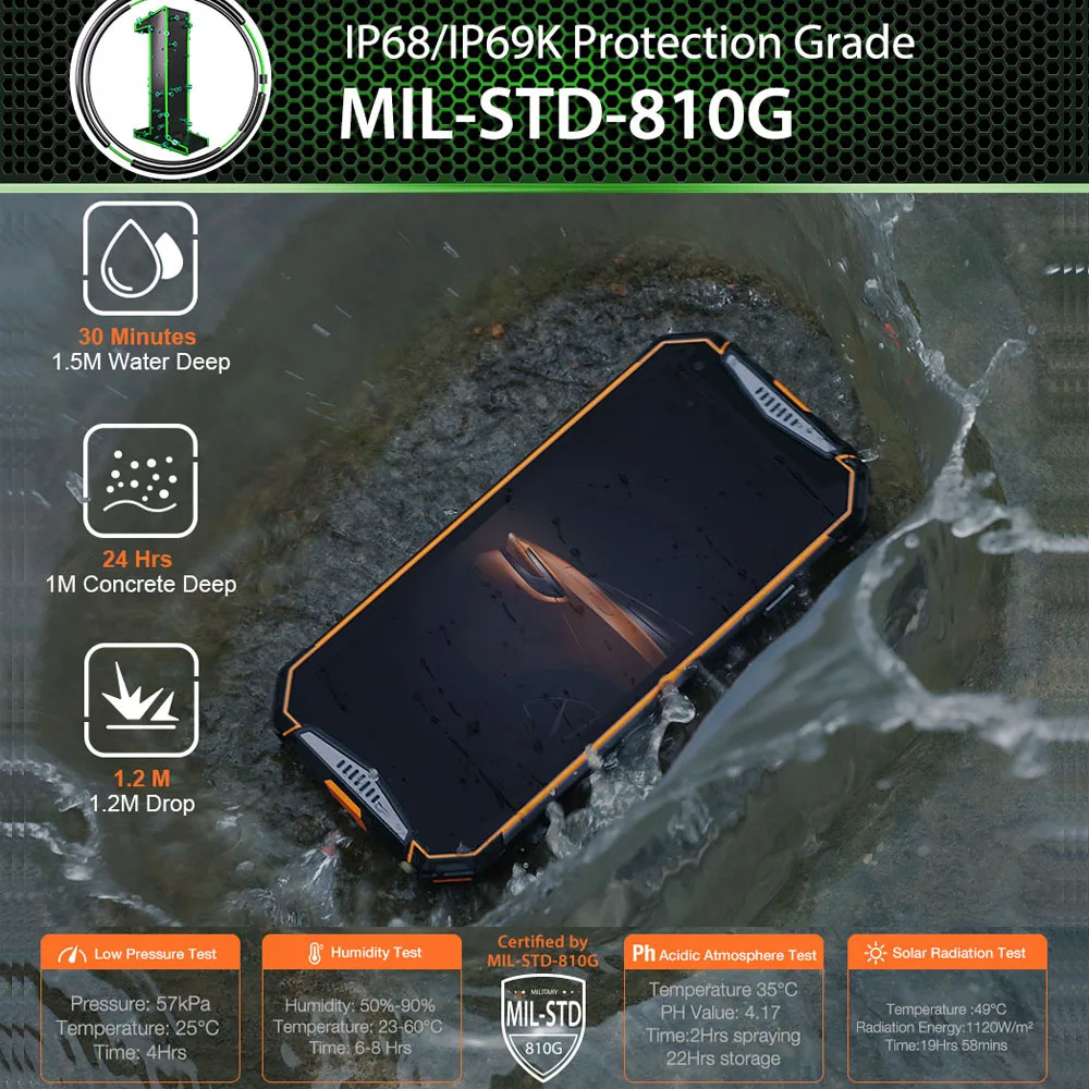 Ulefone Armor 3W IP68 Водонепроницаемый Прочный 10300mAh 5," FHD+ Восьмиядерный 6GB64GB Helio P70 Android 9,0 глобальная версия смартфона