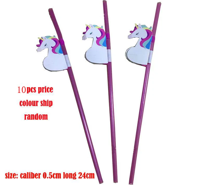 10pcs unicorn Креативные многоразовые Фламинго Единорог сердце флаг солома сок напиток молоко чай мягкие пластиковые соломинки бар Свадебные вечерние украшения - Цвет: 10pcs unicorn