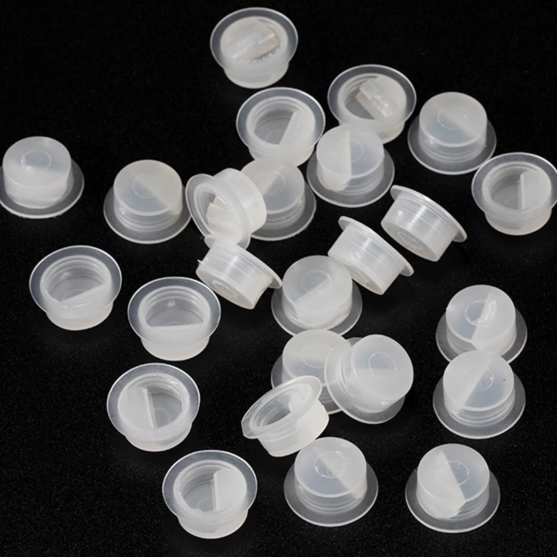 100pcs Plastic Disposable Microblading Tattoo Ink Cups Eyebrow Permanent Makeup Pigment Clear Holder Container Caps Accessory 100pc s m l plastic disposable microblading tattoo ink cups permanent makeup pigment clear holder container cap tattoo accessory