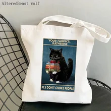 

Women Shopper bag Cat Your Fabrrics Printed Kawaii Bag Harajuku Shopping Canvas Shopper Bag girl handbag Tote Shoulder Lady Bag
