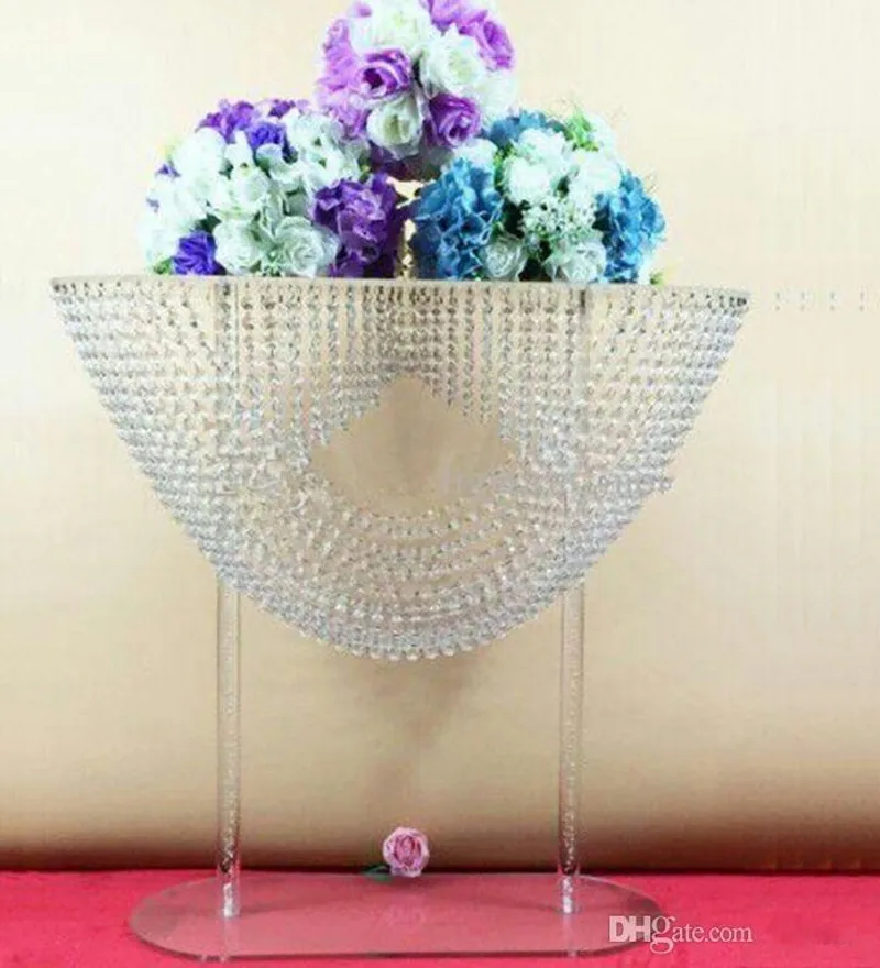 럭셔리 타원형 모양의 크리스탈 아크릴 페르시 웨딩 centerpieces 꽃 스탠드 테이블 장식 웨딩 이벤트 파티 장식