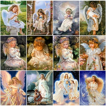 

HUACAN 5D Diamond Painting Full Square Angle Girl Full Square Diamond Embroidery Portrait Handmade Home Decor