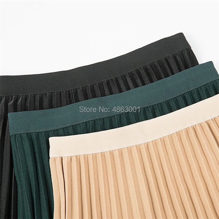 Модная женская однотонная плиссированная юбка с высокой талией эластичная