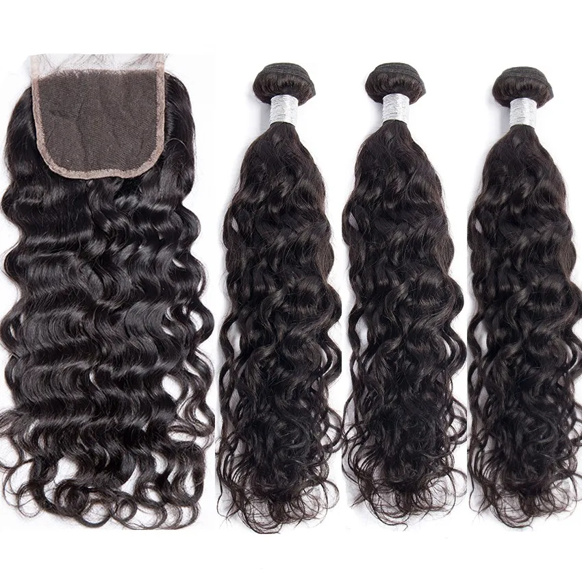

Brazilian Water Wave Bundles with Closure Human Hair Weave 3 Bundles with Closure Non-Remy Hair Bundles with Closure Modern Show