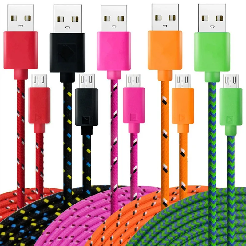 Micro USB кабель, нейлоновый USB кабель, 1 м, 2 м, 3 м, для samsung S7, S6, 2,4 А, быстрая зарядка, для huawei, для Xiaomi, кабели для планшетов