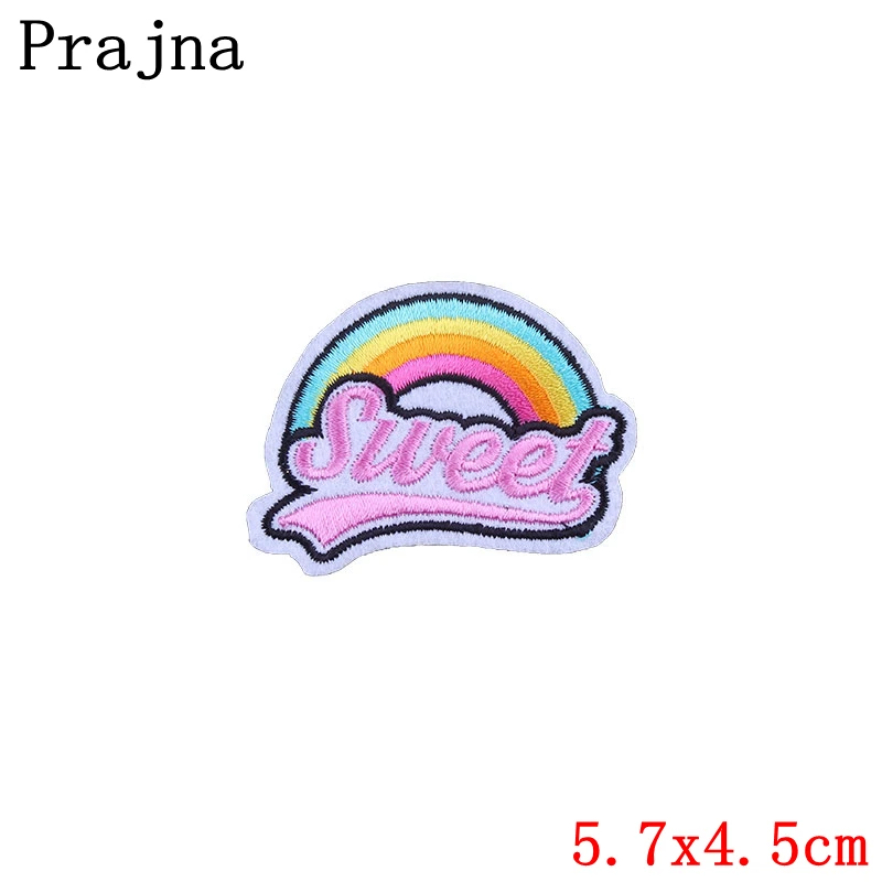 Prajna Hippie Unicorn Patches Embroidered Patches For Clothing DIY Magic Rainbow Stripes Iron On Patches For Kids Cloth Applique 