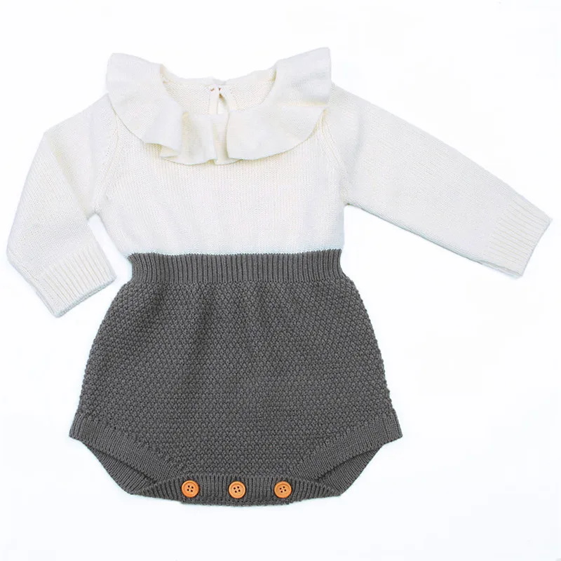 

Infant Newborn Baby Girl Wool Knitted Romper 2019 Lovely Ruffles Knit Autumn Winter Warm Long Sleeve Jumpsuit Baby Girl Clothing