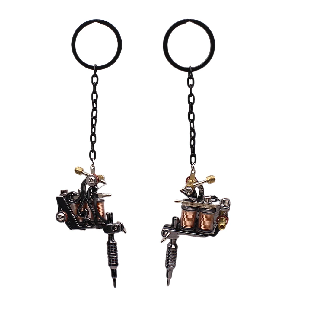 2Alloy  Gun Necklace Key Chain Mini Tattooing Machine Necklace Pendant