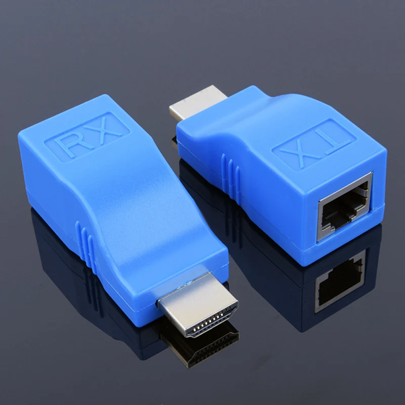 1080P 30m hdmi-удлинитель Протокола по Ethernet RJ45 CAT5e CAT6 одиночный адаптер для сетевого кабеля Портативный Гибкий HDMI удлинитель для ПК HDTV