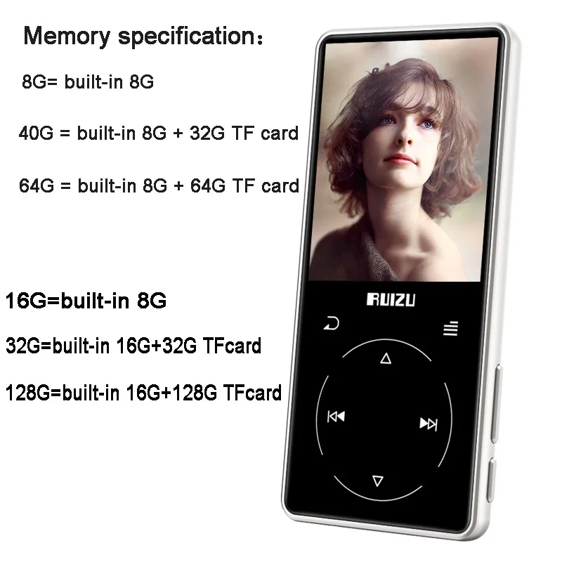 Ruizu D16 8G металлический Bluetooth MP3-плеер с встроенным динамиком с fm-радио диктофоном электронная книга портативный видео плеер