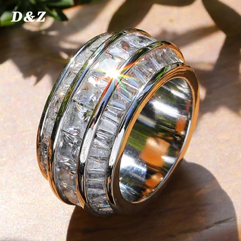 

D&Z Hip Hop Men's Round Ring Copper Charm Big Baguette Cubic Zircon Iced Out Ring For Men Fashion Jewelry