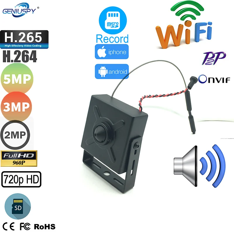 Geniuspy 720P 960P 1080P 3MP 5MP Camhi самая маленькая Мини WIFI ip камера P2P со слотом для sd карты Wifi AP