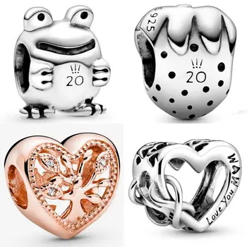 

2020 Limited Edition Strawberry Frog Love You Mum Infinity Heart Bead Fit Bracelet 925 Sterling Silver Charm DIY Jewelry