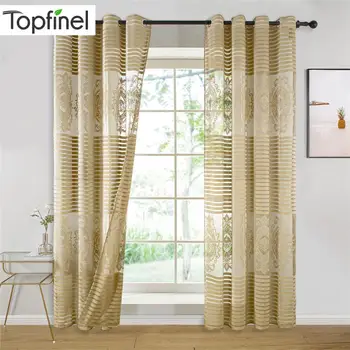 

Modern Window Curtains for Living Room Kitchen Luxury European Sheer Curtain Panels Window Treatment Curtians Drape Horizontal