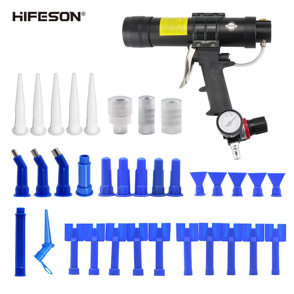 HIFESON 310ml Sealant Glass Glue Spray Gun Adjustable Air Rubber Pistol Pneumatic Gun Glue Sealant Sprayable Caulking Gun Sets