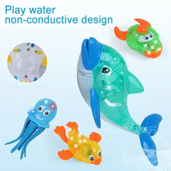 

Cartoon Tortoise Duck Animal Automatic LED Glowing Water Induction Kids Bath Toy outdoor swimming toys