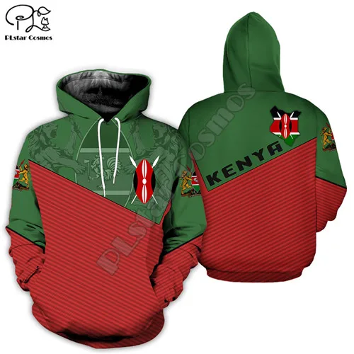 Hoodies Wo мужская одежда с 3d принтом в виде флага Кении, толстовки унисекс с длинными рукавами, пуловер на молнии, спортивный костюм - Цвет: Hoodies