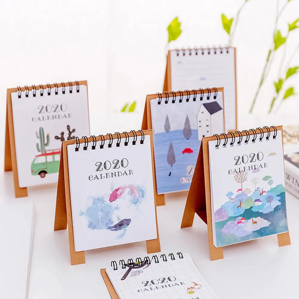 

Calendar 2020 New Year Mini Table Calendar Creative Desktop Standing Paper Calendars Memo Daily Schedule Planner Agenda