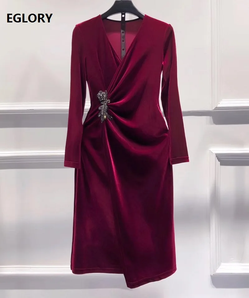 Бархатное платье 2019 осень зима Рождественская вечеринка Vestidos De Festa женское с