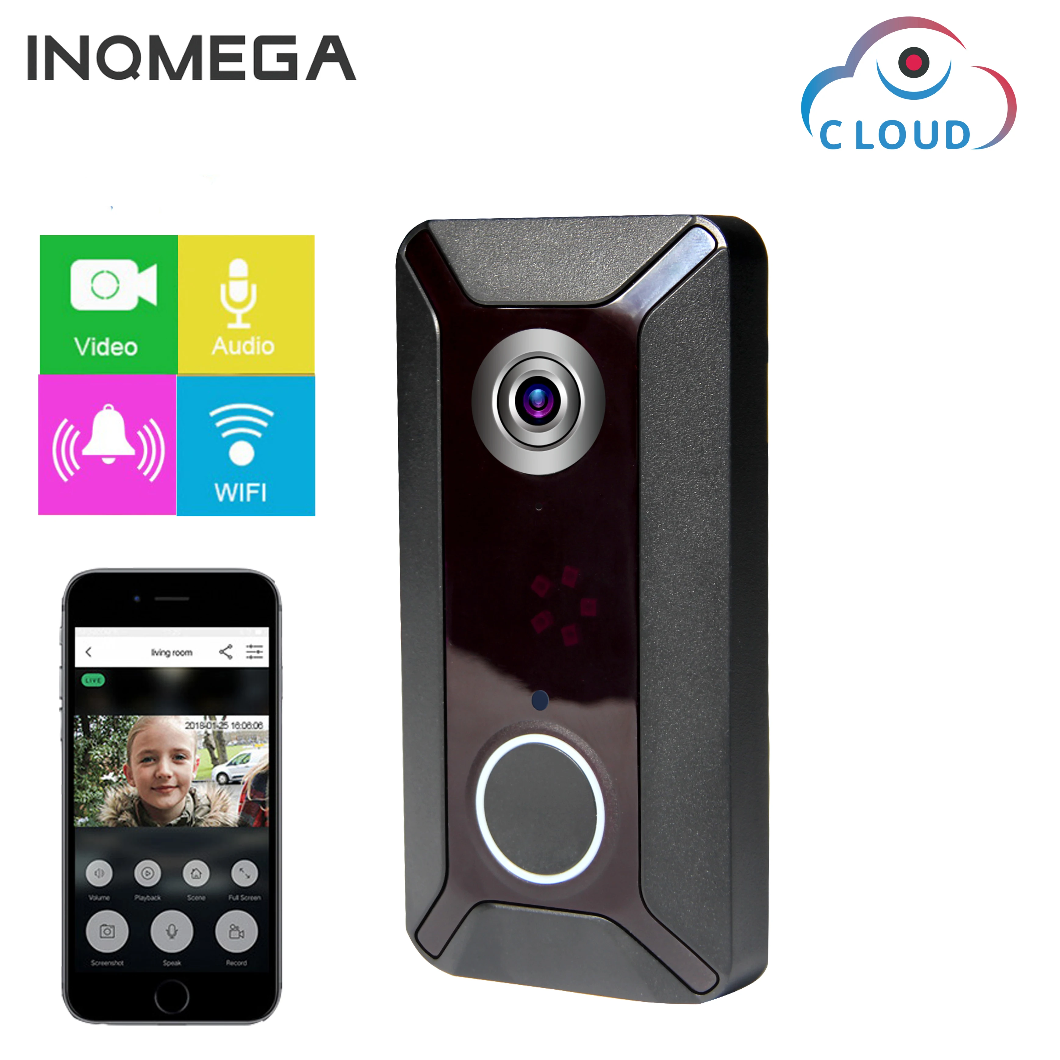 Видеодомофон INQMEGA с Wi-Fi умный IP-Видеозвонок для квартир Беспроводная IP-камера