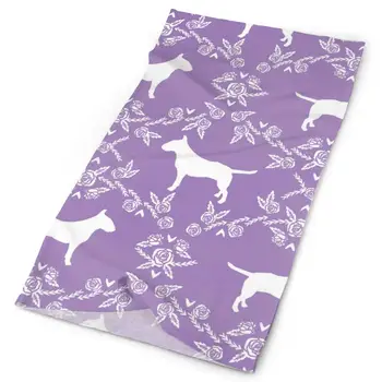 

Bull Terrier Floral Silhouette Dog Breed Fabric Purple Headbands Bandana Cap Scarf Face Mask Neck Gaiter Headwrap Sun UV