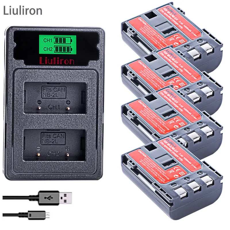 Аккумуляторная батарея 1400 мА · ч NB 2L nb2l NB2LH + зарядное устройство с двумя USB портами