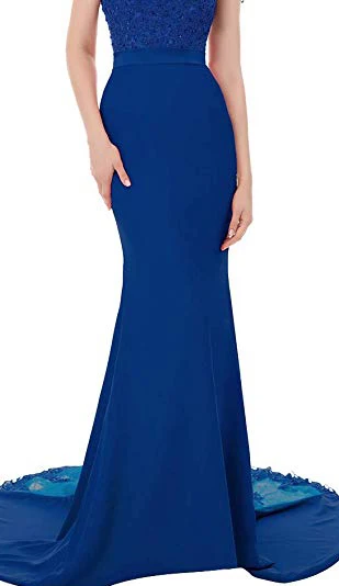 royal blue VKBRIDAL платья для подружки невесты, украшенные бисером для пригласительные на свадьбу новые кружевные аппликации Формальные платье русалки халат hond'honneur - Цвет: royal blue