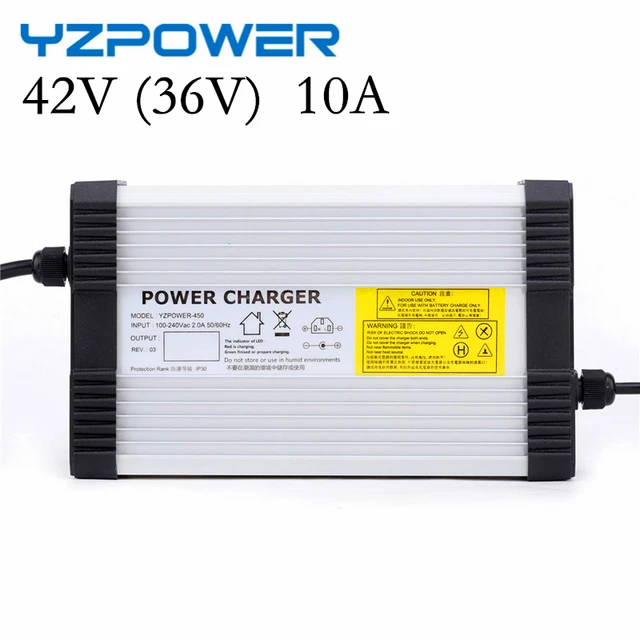 US $56.79 YZPOWER 42V 10A Lithium Battery Charger For 36V Electric Bike Scooter Aluminum Metal Case Fast Char