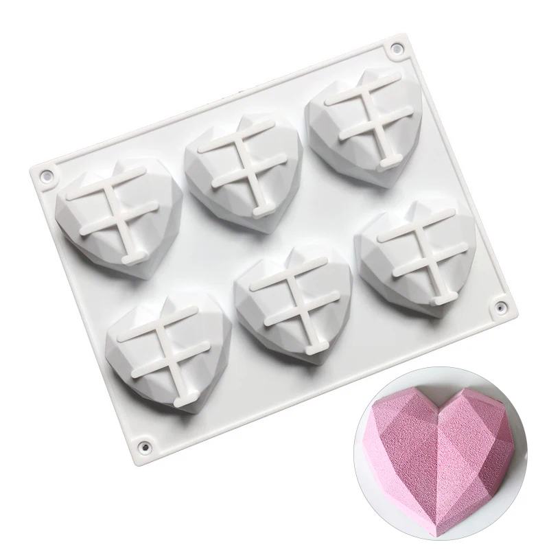 3D DIY Алмазная форма сердца силиконовая для Выпекание торта шоколад помадка мыло