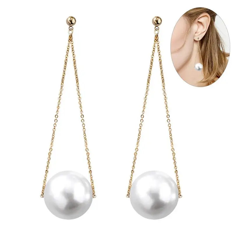 2020 New Fashion Simple Korean Style White Pearl Drop Earrings long Dangle Charm Earring Jewelry for Women Gift | Украшения и