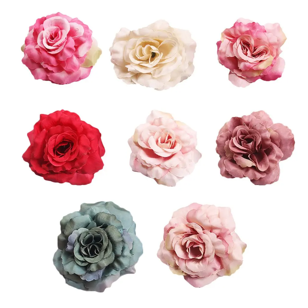 

10Pcs/Artificial Silk Rose Flower Heads Diy Craft Wreath Gift Scrapbooking For Wedding Home Decoration Fake Flowers