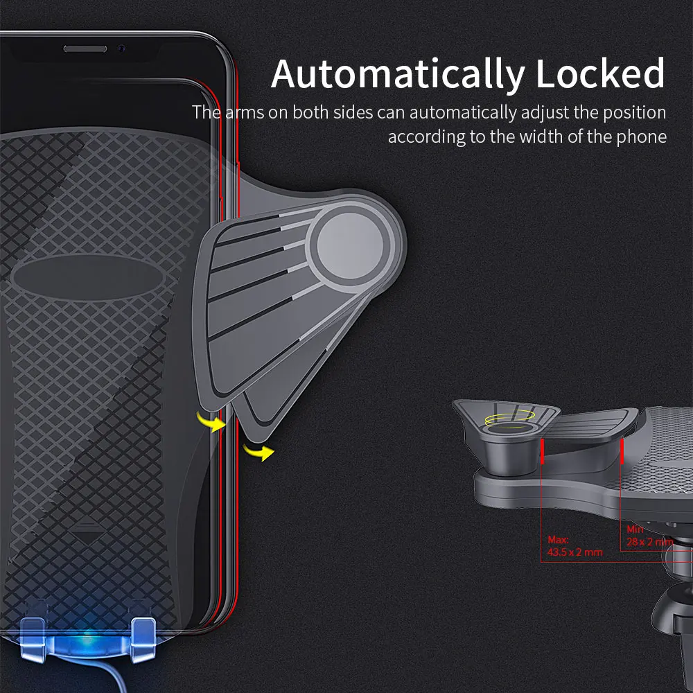 Essager Qi автомобильное беспроводное зарядное устройство для iPhone 11 Pro XS Max samsung Xiaomi Mi Индукционная 10 Вт быстрая Беспроводная зарядка Автомобильный держатель для телефона