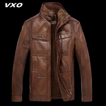Куртка из искусственной кожи Мужская модная брендовая Высококачественная бархатная теплая зимняя мотоциклетная деловая повседневная мужская кожаная куртка пальто