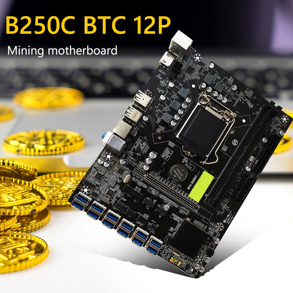 Материнская плата для майнинга B250C BTC 12P PCIe 1x к USB3.0 графическая карта Поддерживает