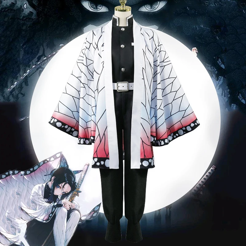 Аниме Demon Slayer Kimetsu No Yaiba Косплей костюмы Kochou Shinobu Костюм Кимоно Хэллоуин вечерние