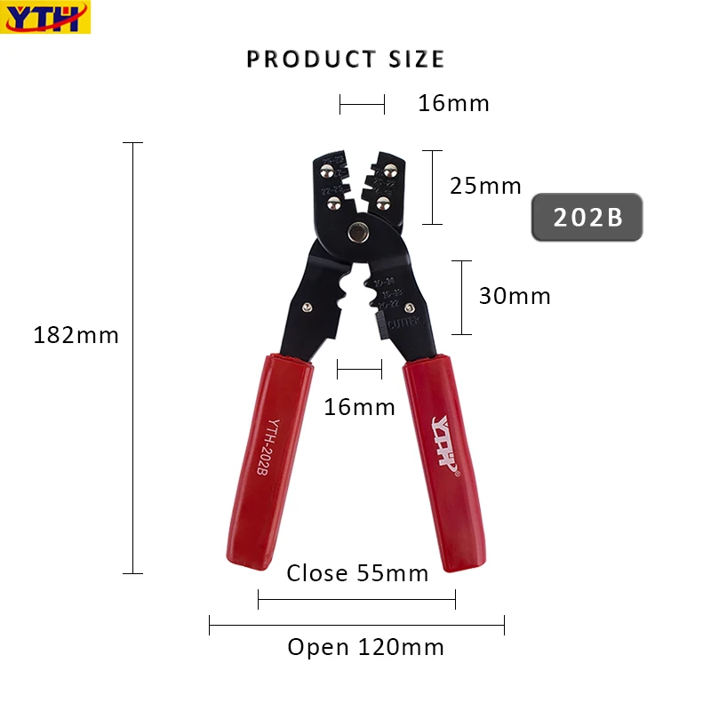 YTH обжимные плоскогубцы терминалы щипцы 202A 202B мульти проволочная обжимка плоскогубцы боковые Snips режущие резцы электроинструменты - Цвет: YTH-202B