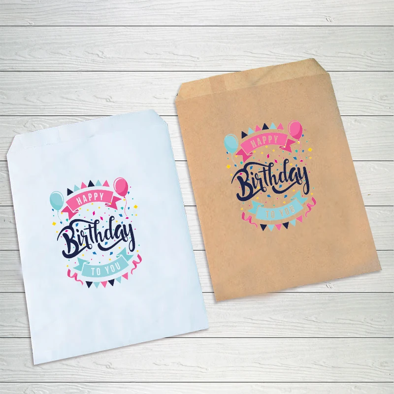 size-13cmx18cm 20 шт крафт-бумага с днем рождения, подарочные пакеты для детского дня рождения, декоративные сладости, попкорн, буфет, подарочная сумка - Цвет: size-13cmx18cm
