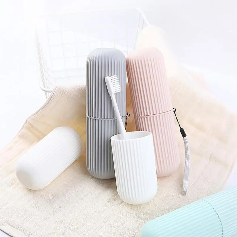 

Portable Toothpaste Toothbrush Holder Box Case Plastic Couple Bathroom Accessory Nursing Handle Design Anti-skid Strip