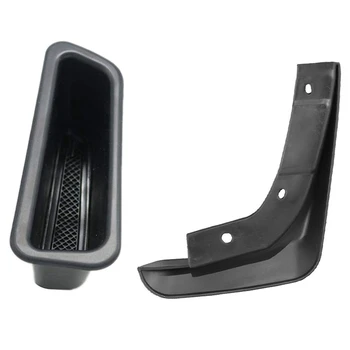 

2 Set Car Accessories: 1 Set Black Front Door Container Side Storage Box & 1 Set Car Tire Decoration Fenders